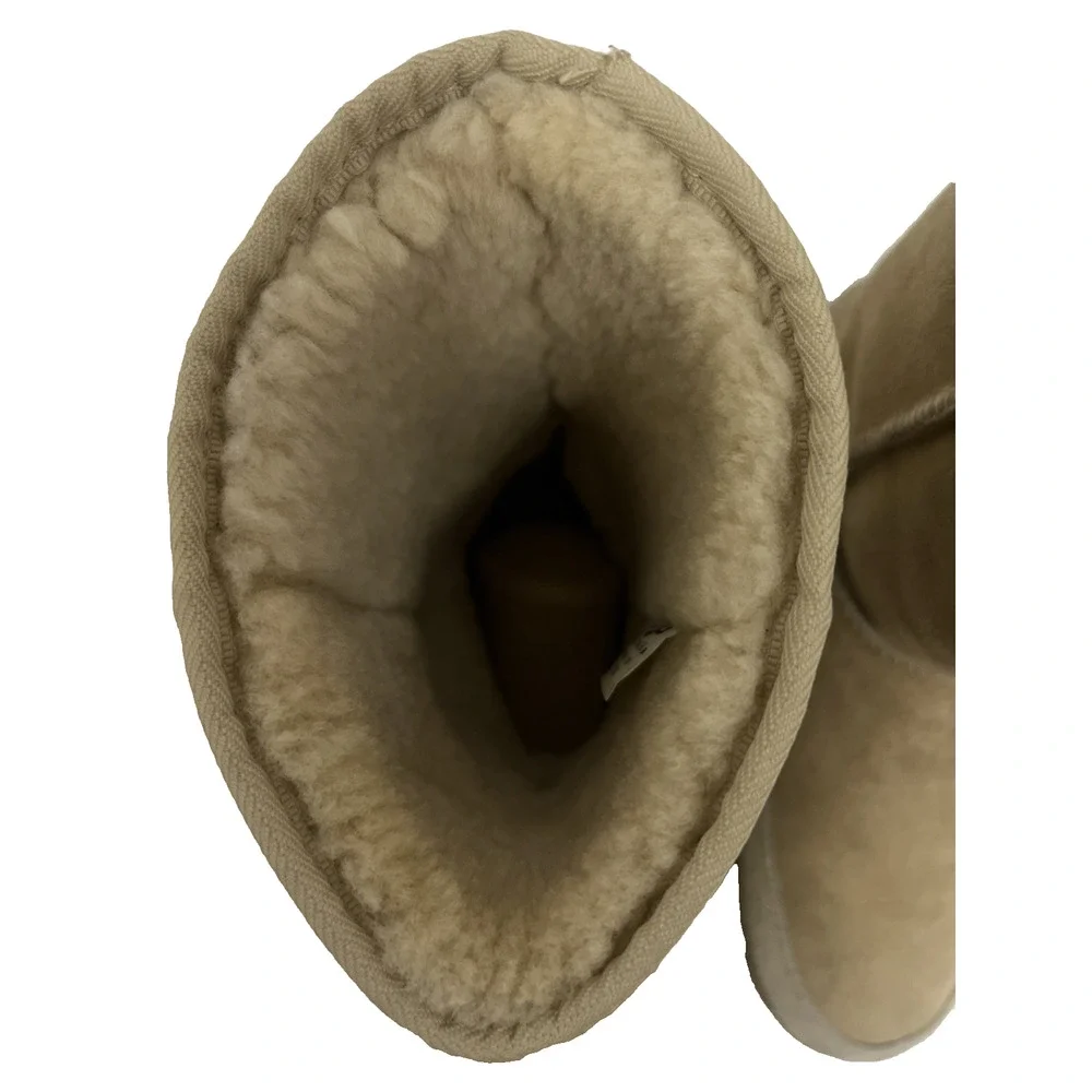 UGG Australia Mens Ultra Short Beige Mid Calf Boots US 9M Lambskin 5220 Pull On